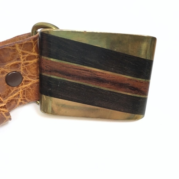 VINTAGE Belt Genuine Alligator Steerhide Buckle Southwestern Western Rodeo 28 main image 6